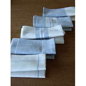    Set of 5 Blue Linen Cotton Kitchen Towels Florence