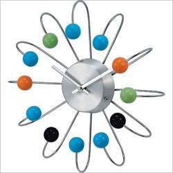 COLORED GEORGE NELSON REPRODUCTION CURVED BALL CLOCK *  
