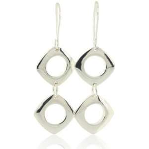   Silver Cushion Double Drop Earrings Designer Inspired Silver Jewelry