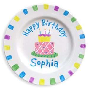  Girl Birthday Cake Hand Painted Plate
