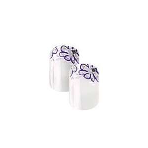   On Set in White with Purple Flower Tips + FREE Aviva nail file Beauty