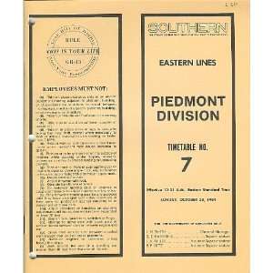 Southern Railway System Timetable #7 Piedmont Division from 1984 #1094