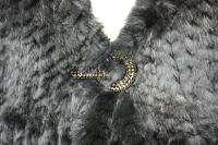 Alberto Makali Rabbit Fur Black Sequin Cape Capelet Size S L XL New 