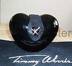 TIMMY WOODS HAND CARVED BLACK LACQUER HEART HANDBAG w C