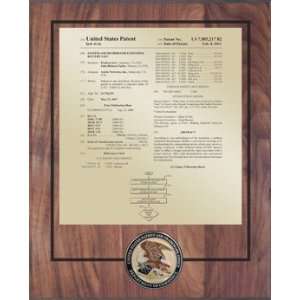  Medallion Patent Plaque 10.5 x 13 Walnut & Classic Gold 