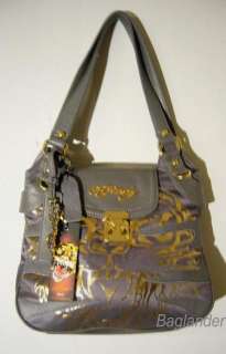 Ed Hardy Gray Tigresse Talia Shoulder Handbag NWT  