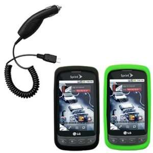  Green Silicone Skin / Case / Cover & Car Charger for LG 