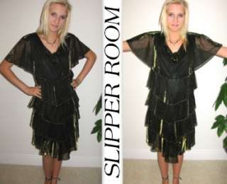Vtg PATRA party layered tiered dress chiffon sheer origami prom party 