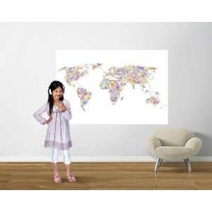  Peace & Love World Map Bright Pre Pasted Mural