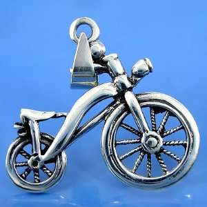  3.20 Grams 925 Sterling Silver Bicycle Pendant FREE 