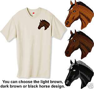 Embroidered THOROUGHBRED HORSE HEAD  12 color Tee Shirt  