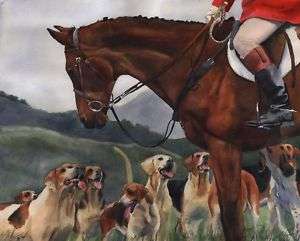 Giclee Hunt Hounds Horse Thoroughbred Art Painting  