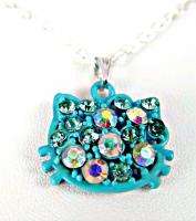 Necklace Sterling Silver 925 Hello Kitty Turquoise Blue  