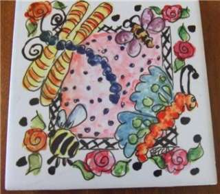 Becca Boyd Speight Painted Tiles Dragonfly Butterfly  