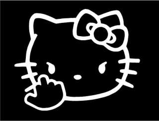 Hello Kitty Middle Finger Flipping Off Car Vinyl Window Decal Sticker 