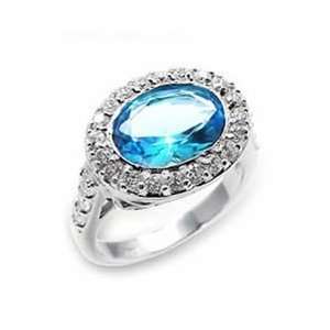 Jewelry   Sterling Silver Sea Blue CZ Ring SZ 5 Jewelry