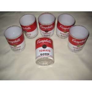   OF 6   Vintage Campbells TOMATO Soup 4 Inch Glasses