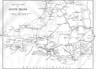 WALES Sketch map of South Wales, 1874  