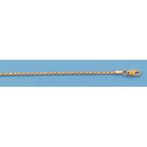 10 inch 22K Gold Plated Sterling Diamond Cut Rope Chain Mens Bracelet 