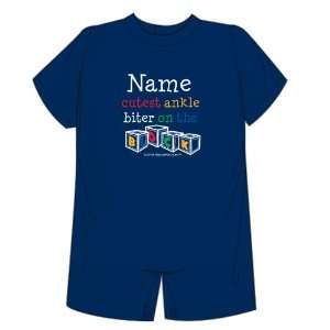    Personalized Romper Navy 12MO Personalized   Ankle Biter Baby