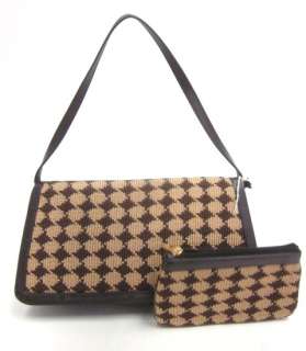 THE SAK Brown Gold Woven Leather Trim Shoulder Handbag  