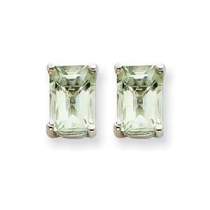   Gold 7x5mm Emerald Green Amythest Earrings West Coast Jewelry