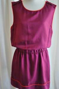 THREAD SOCIAL Burgundy Maroon Silk Shift Dress 8  
