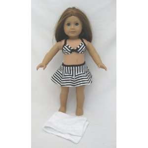 Black and White Stripe Swimsuit for Dolls Like 18 Like American Girls 