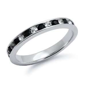 Sterling Silver Black & White CZ Eternity Ring Sizes 4 to 