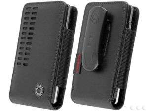 Cellet Bergamo Black Leather Case w/Clip for Nokia C6  