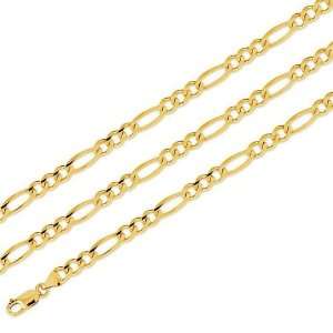  14k Solid Yellow Gold Figaro Link Bracelet 6mm 8 inches 