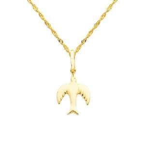 Yellow Gold Flying Bird Charm Pendant with Yellow Gold 1.2mm Singapore 