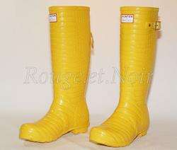 SALE HUNTER & JIMMY CHOO yellow croc rubber boots 38  