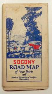 SOCONY (STANDARD) MOTOR OIL GAS STATION 1925 ROAD MAP  