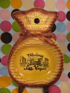 Old Fabulous Las Vegas Money Bag Dish Bowl Gold Dust  