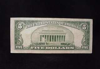 Series 1928 $5 Red Seal US Legal Tender Note Ave Circ  