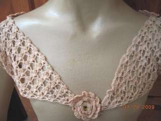 victorian antique GIRL LACE BODICE PINK crochet ROSES  