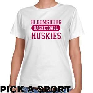  Bloomsburg Huskies Ladies White Custom Sport Classic Fit T 