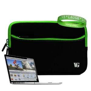  MacBook Pro Sleeve with Extra Pocket *Black with Green 