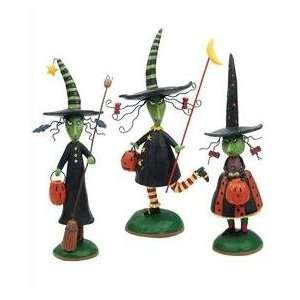 Blossom Bucket Witches with Tall Hats Halloween Figurines