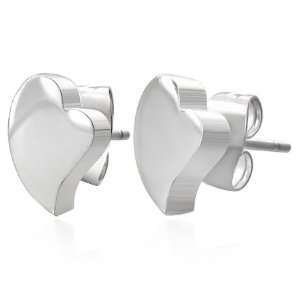 com Mission Stainless Steel Love Heart Pair of Stud Earrings Mission 