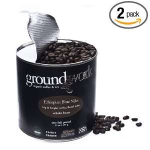 groundwork Ethiopia Blue Nile, Whole Bean Coffee, 16 Ounce Cans (Pack 