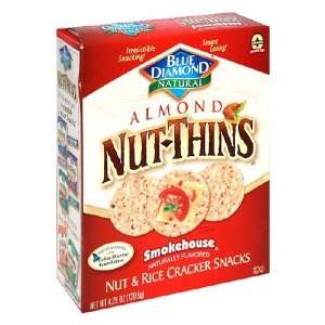 Blue Diamond Natural Almond Nut thins Cracker Smokehouse 4.25 Oz (Pack 