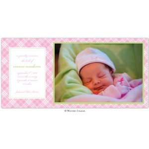    Girl Birth Announcements   Thackery Pink Flat Photo Card Baby