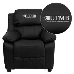 Texas Medical Branch Galveston Embroidered Black Leather Kids Recliner 