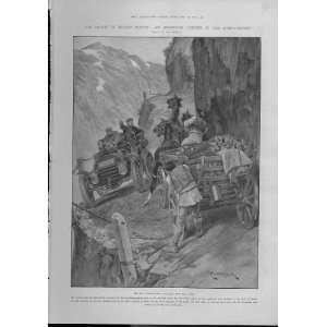 Motor Car In Rough Carpathians Antique Print 1905