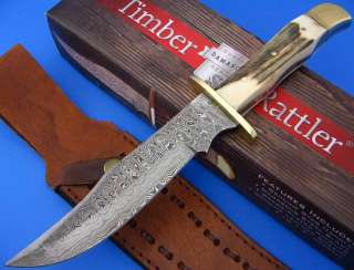 Stag Handle Damascus hunting Knife 6 BOWIE Blade +Guard Custom 
