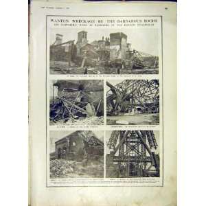  Boche French Coalfields Colliery Damage Ww1 Print 1919 