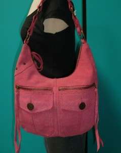 Vintage GAP PINK Leather SUEDE Larger Leather Hobo Tote Purse Western 