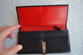 Authentic Coach Black Leather Checkbook Wallet Clutch Coin Purse 